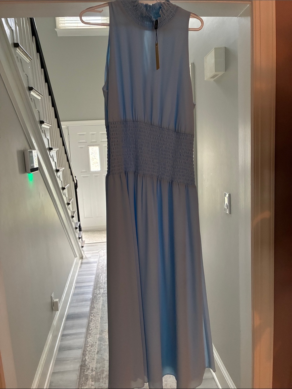 Alexia Admor Light Blue Sleeveless Smocked Maxi Dress